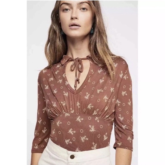 CLEARANCE New Free People Soraya Top Boho Keyhole Neck Open Back Women’s Med - Picture 1 of 10